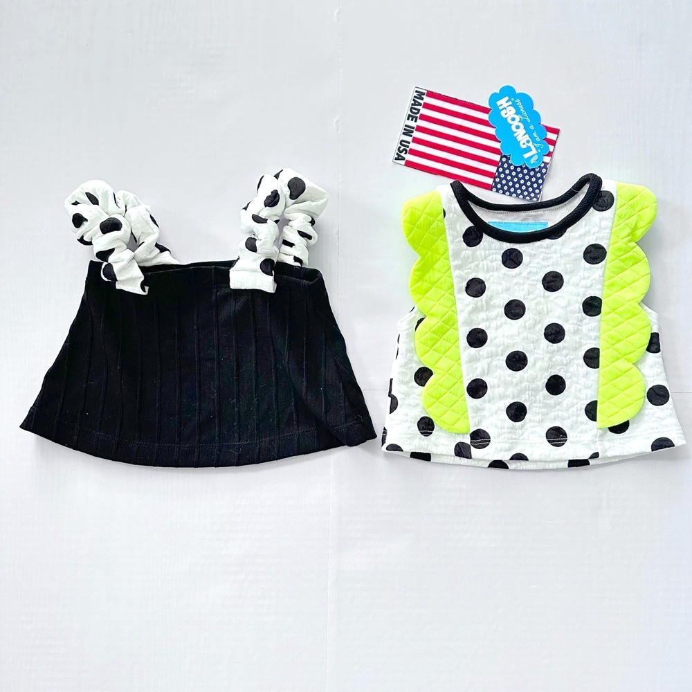 New Lanoosh Girls Top Bundle Polka Dot Neon 12-18M 1Y Fits 12 18 Months NWT